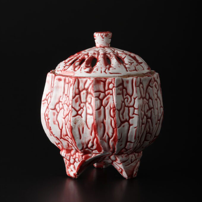 日ノ出窯　岩崎政雄　龍爪梅花皮　香炉「焔」（ほのお）