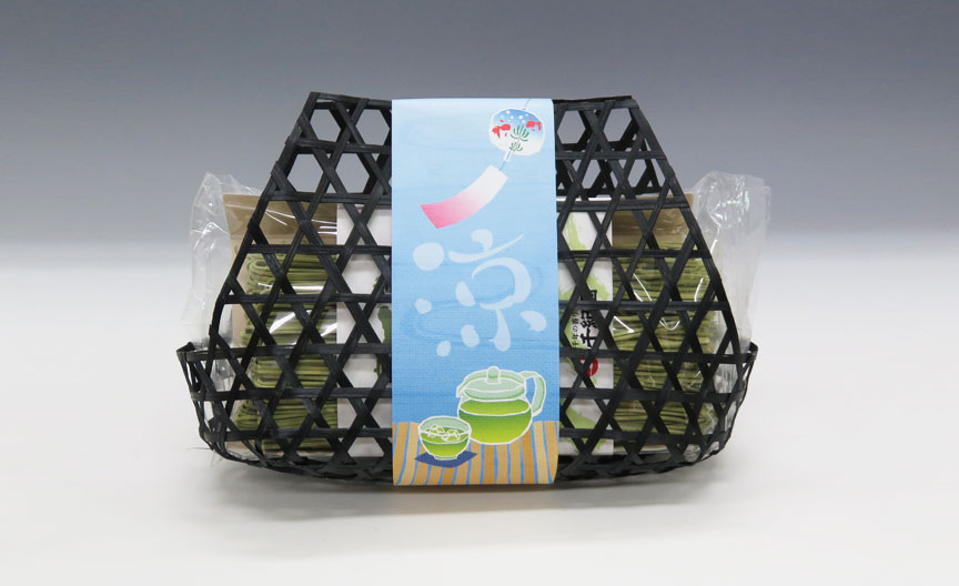 千紀園（せんきえん）の宇治抹茶そば2袋・そばつゆ4袋（4人前） 竹かごセット